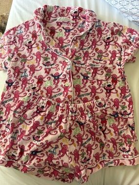 Roller Rabbit Limited Edition Boston Pink Monkey Print Short Pajama Set